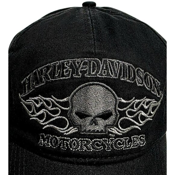 New Harley Davidson Willie G Skull Hat Flames Embroidered Baseball Cap XL Gift - Picture 2 of 10